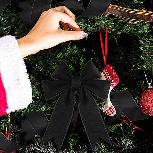 Vista 5 de 2 Rolls 2.5 Inch 10 Yards Christmas Velvet Ribbon Single Face Christmas Plain Velvet Ribbon for Gift Wrapping Crafts Xmas Wreath Tree Decor(Black)