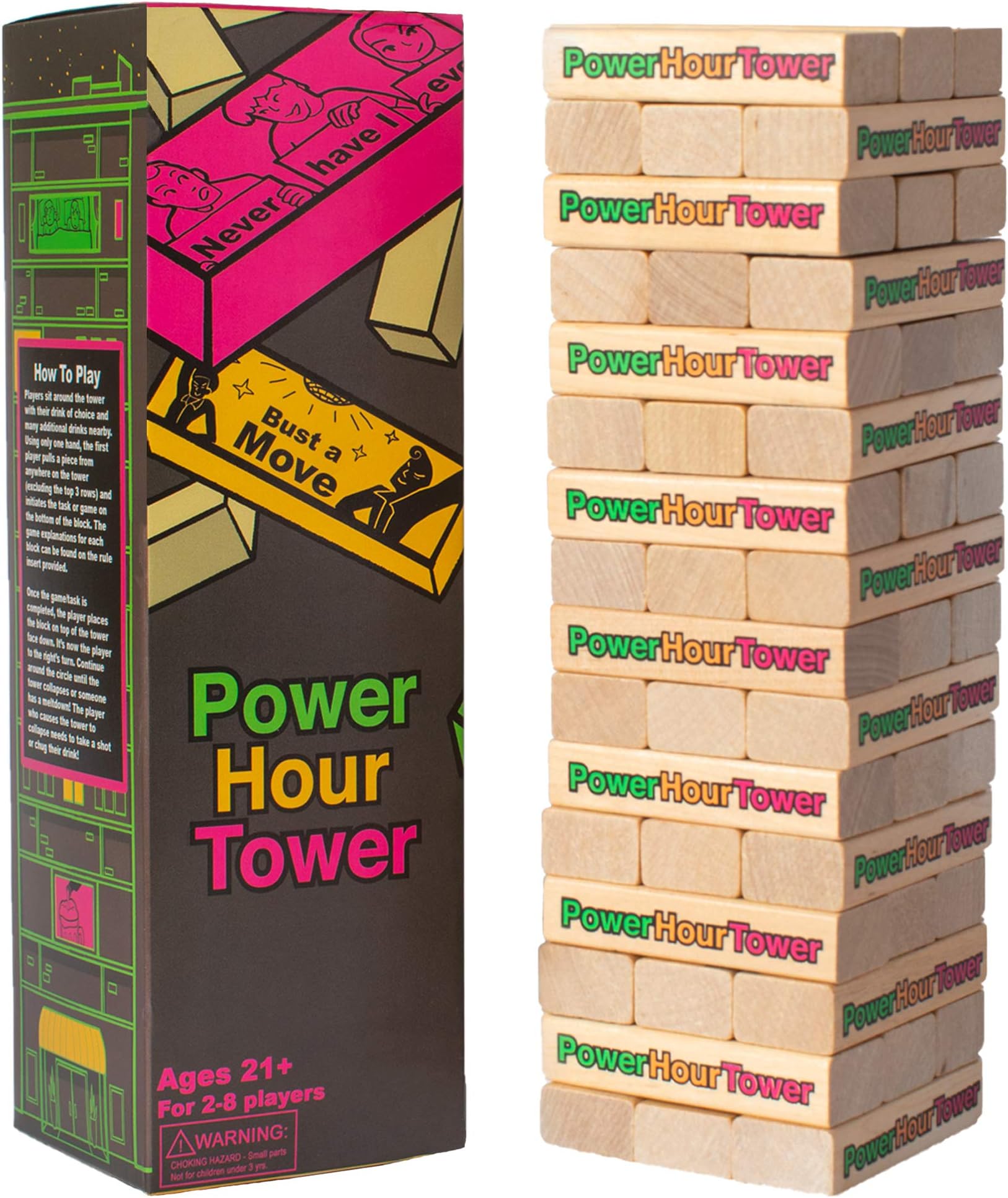Party Game - Stacking Wooden Block for Adult Group Fun - Makes a Great Gift and Hilarious Activity