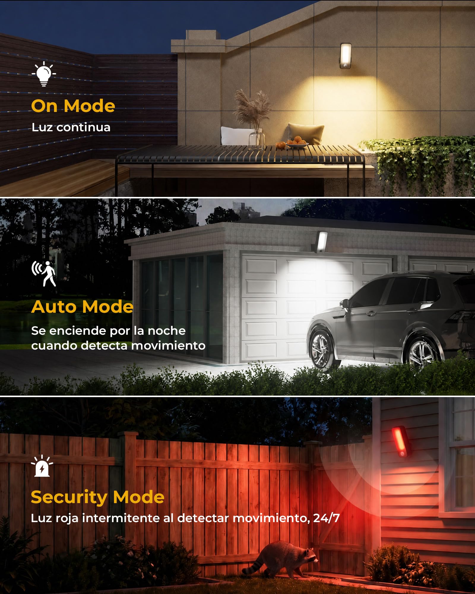 2 Piezas Luz LED Exterior con Sensor de Movimiento 12000mAh, Aplique Pared Recargable Exterior Interior con Control Remoto, 3 Tonos, Regulable, Lámpara Seguridad Impermeable IP65 para Jardín, Trastero