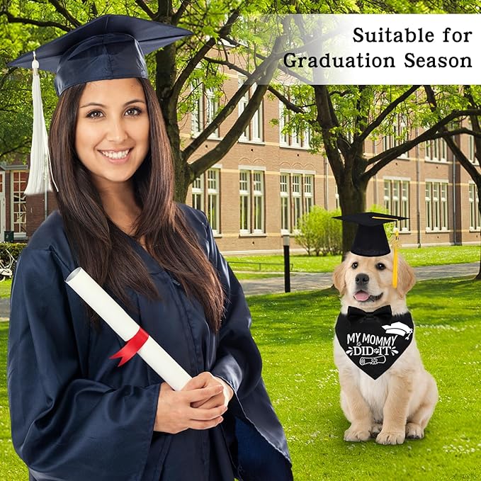Gorro y Beca de Graduación para Perro 2026 con Borla Dorada para Perros Pequeños Medianos Grandes miniatura 7