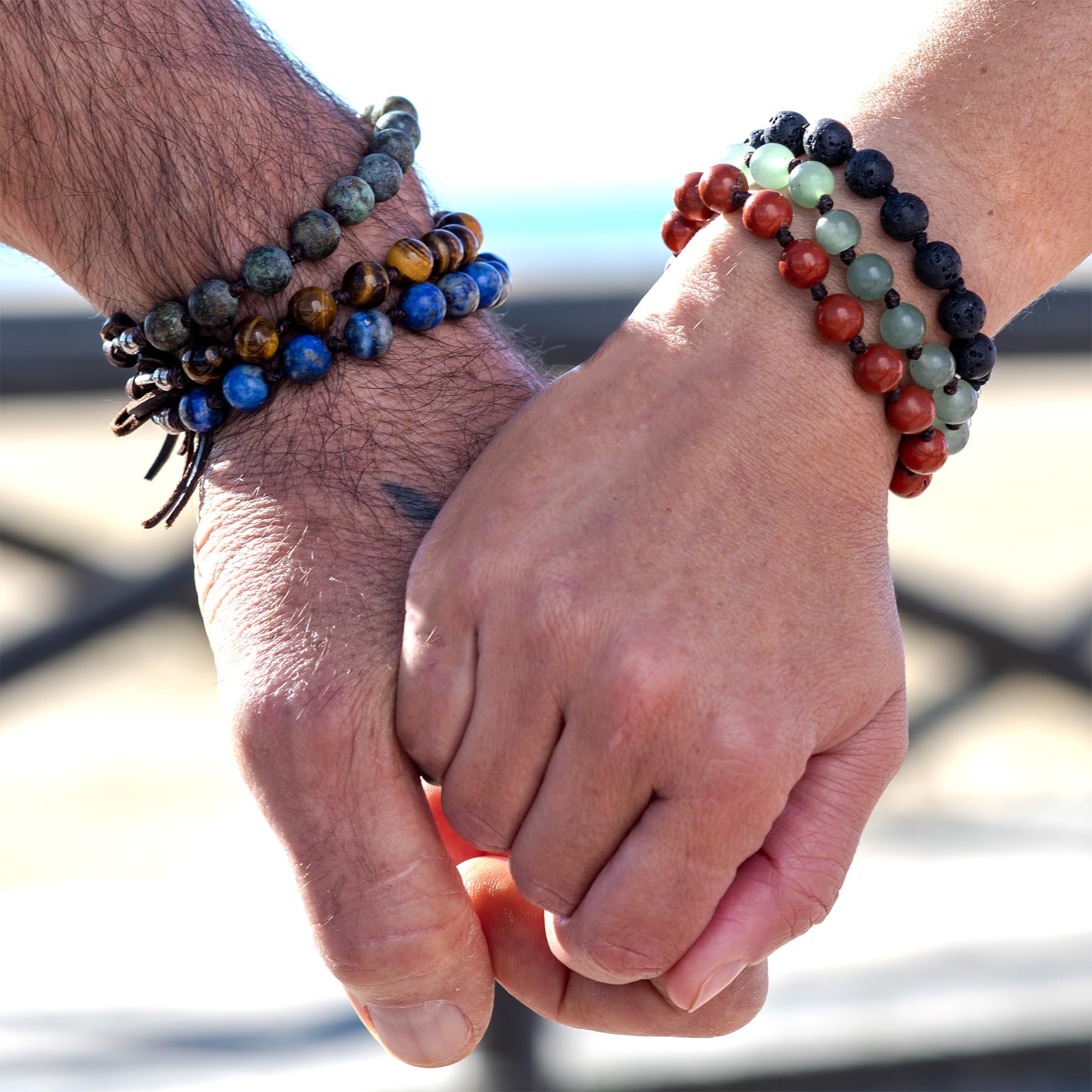 Pulseras de piedra natural unisex ajustables para hombre y mujer