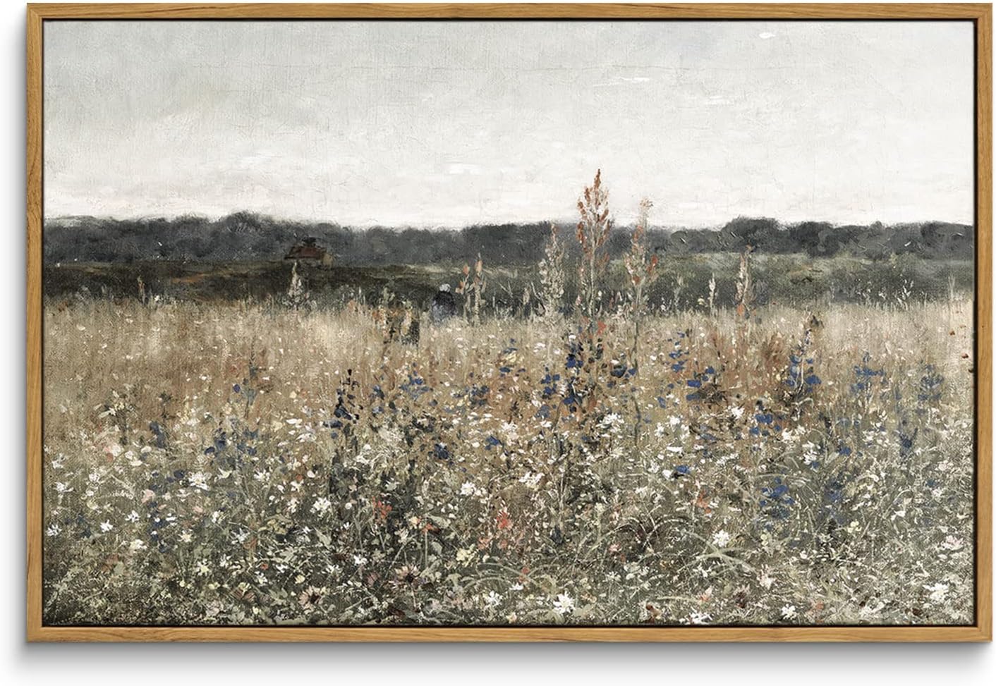 InSimSea Framed Canvas Wall Art Vintage Decor, Wildflower Field Vintage Wall Art Canvas Prints, Modern Farmhouse Bathroom Home Wall Decor, 16\"x24\" Champ Fleuri 24L\" x 16W\" SIMILAR NOT THE EXACT ITEM