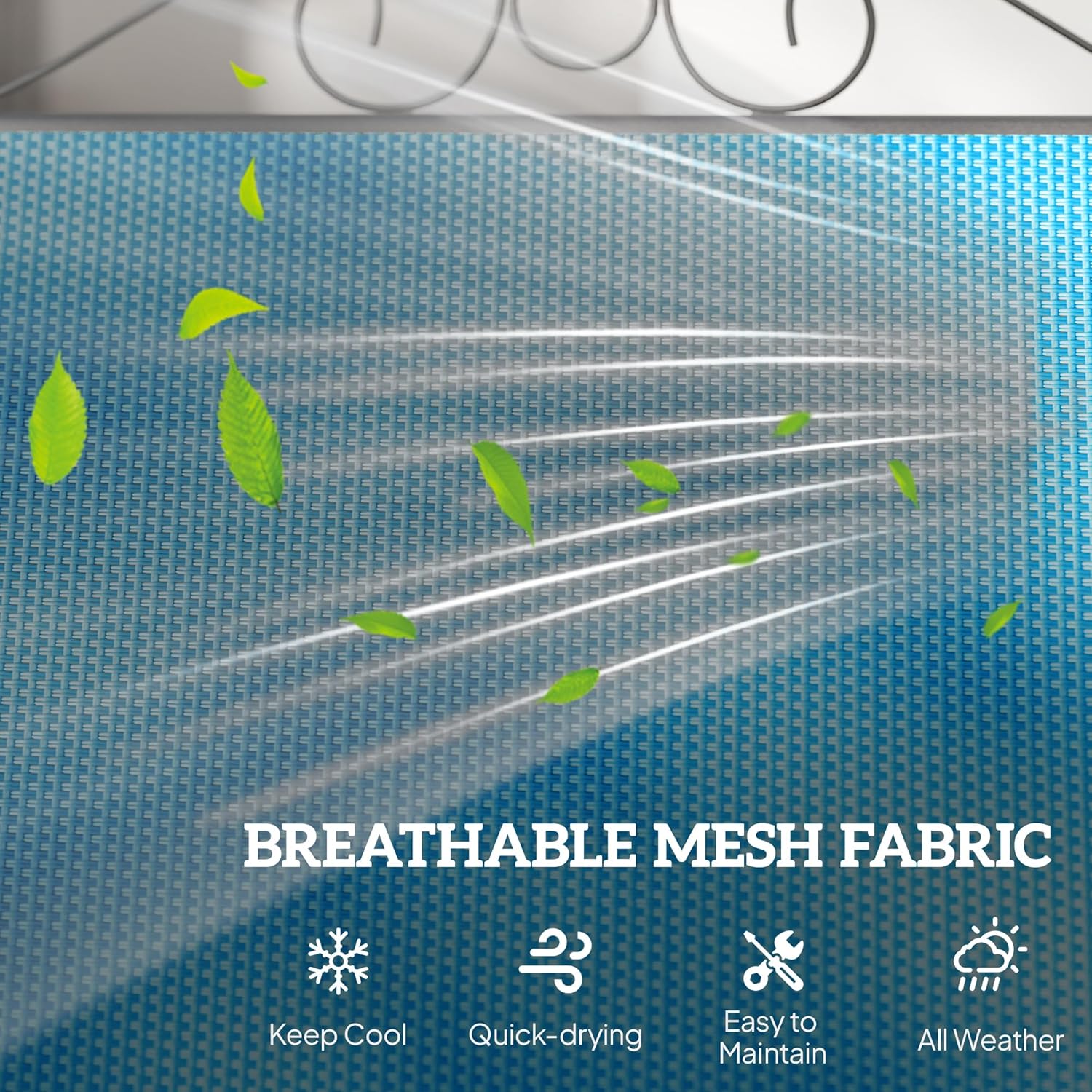 Outsunny Outdoor Glider Chairs with Coffee Table, Patio 2-Seat Rocking Chair Swing with Breathable Sling for Backyard, Garden and Porch, Blue