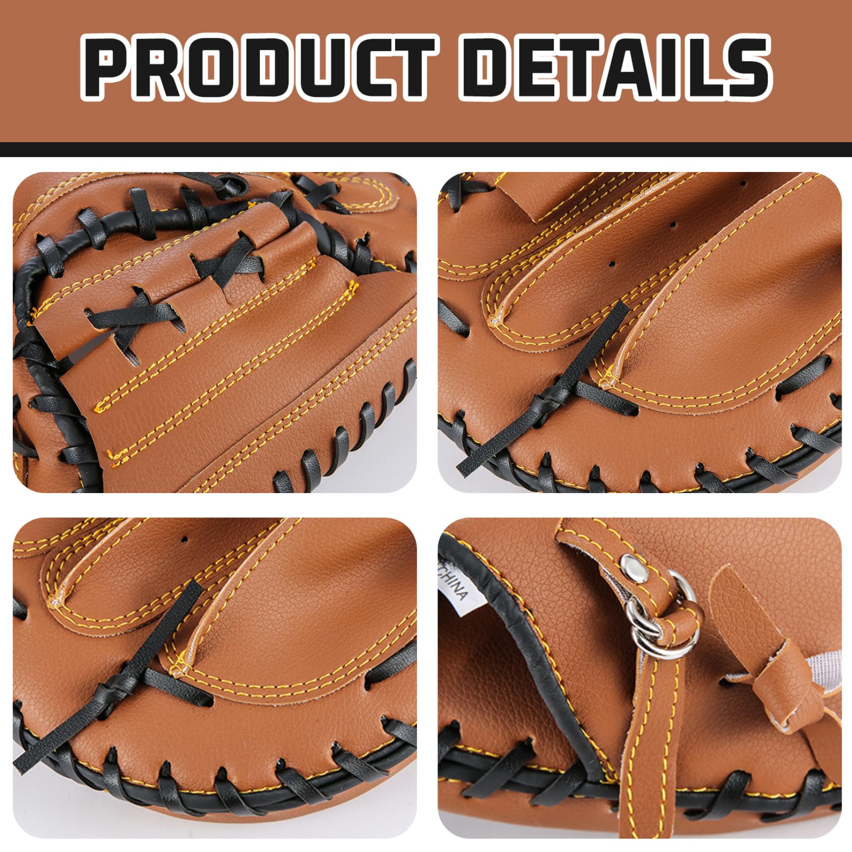 Guanto da baseball per adulti, guanto da ricevitore softball da 12, 5 pollici, guantoni da softball in pelle PVC ispessita, da baseball riutilizzabile per lanciatore di, da