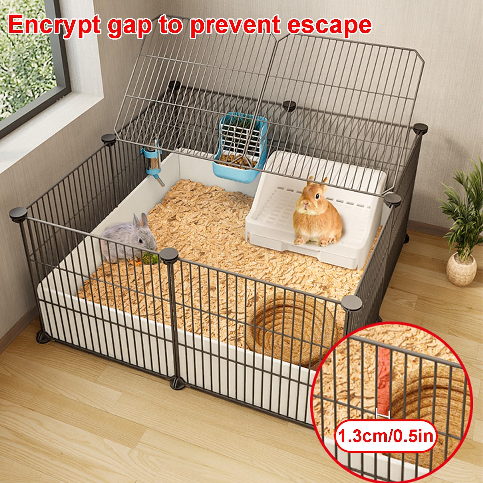 Jaula para Conejos, Parque Infantil para Conejos En Interiores, Casa para Conejos con Deflector Alto Y Gran Espacio para Conejos, Hurones, Chinchillas Y Erizos
