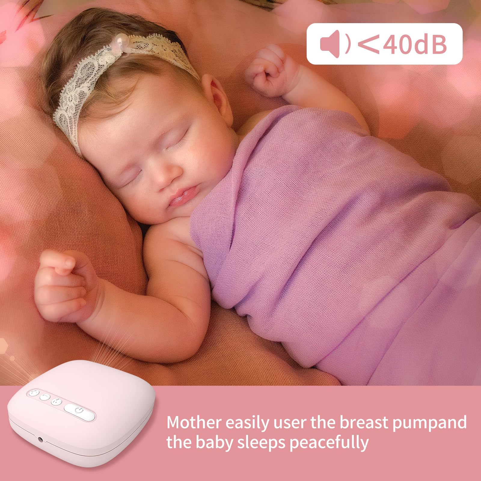 Electric Breast Pumps, Automatic Massage Silent Hands-Free Portable Breast Pump for Breastfeeding Suction Milk Breast Collector,Pain Free 2 Modes &9 Levels(Pink)