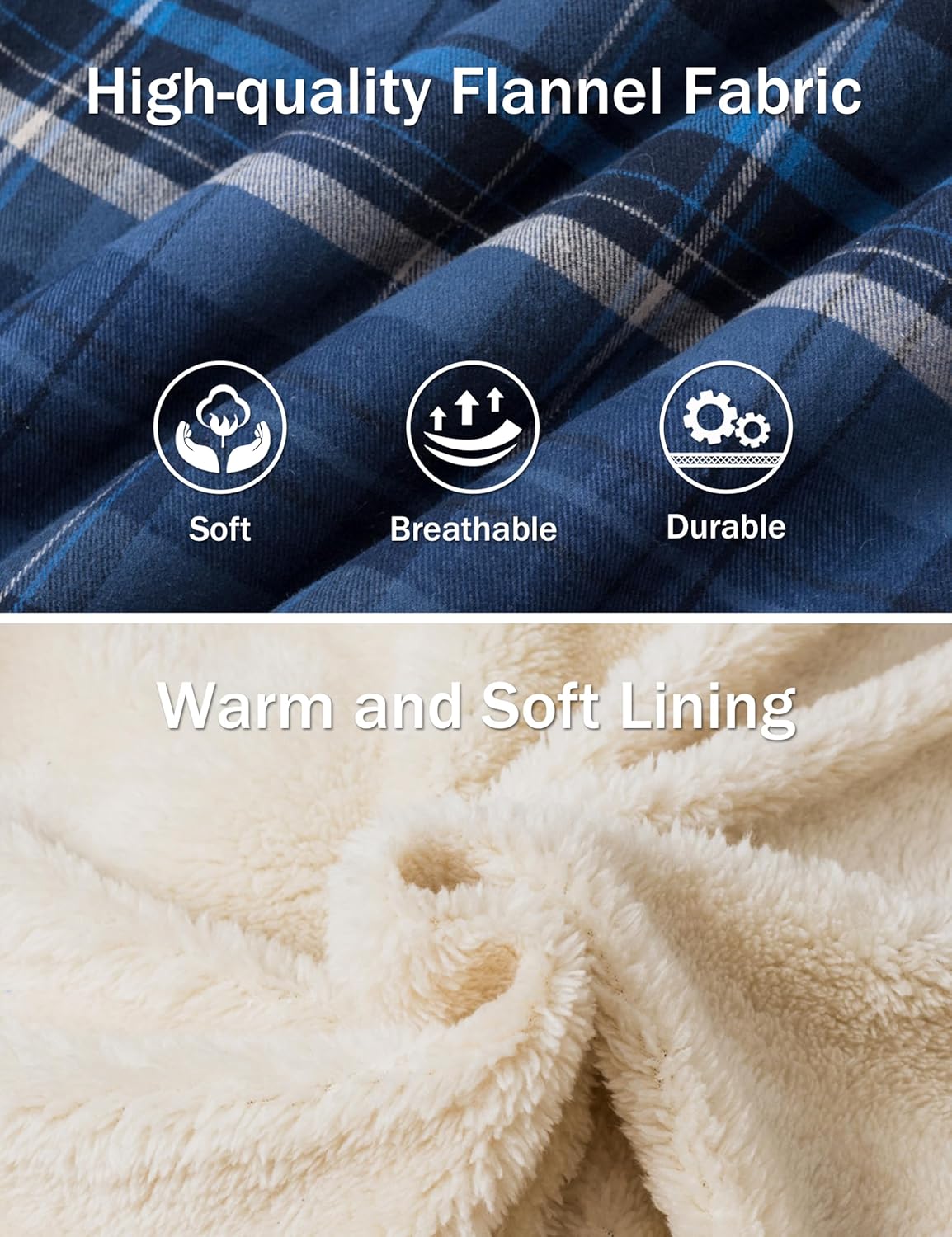 MAGCOMSEN Men's Flannel Jacket Fleece Lined Button Up Plaid Shirts Heavyweight Warm Winter Jackets with Hood - Image 3