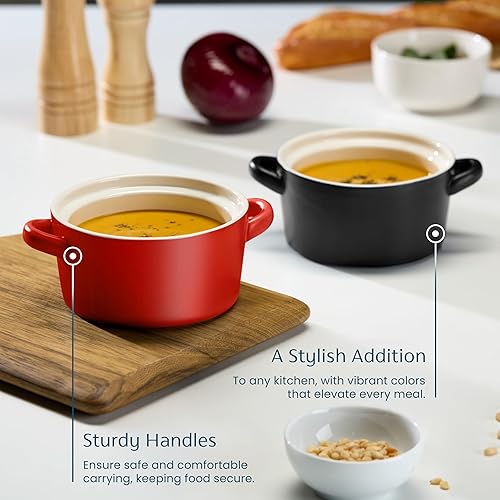 Miniatura 10 de Kook - Tazones de sopa con asas, cuencos de cerámica aptos para horno, platos individuales para sopa Kook, plato apilable, horno, microondas y