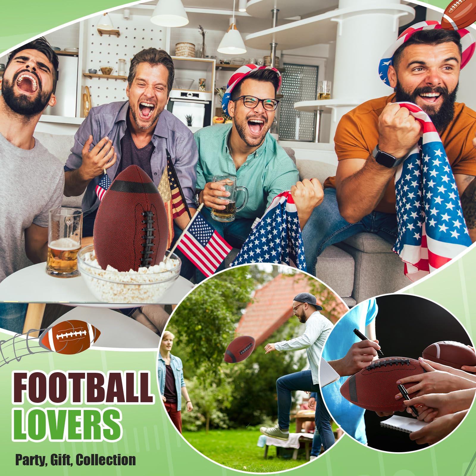 Jerify Fußballbälle aus Verbundleder, Größe 9, offizielle Größe, aufblasbarer Fußball mit Pumpe, für drinnen und draußen, Highschool, College für Training, Freizeit, Spielen, 12 Stück