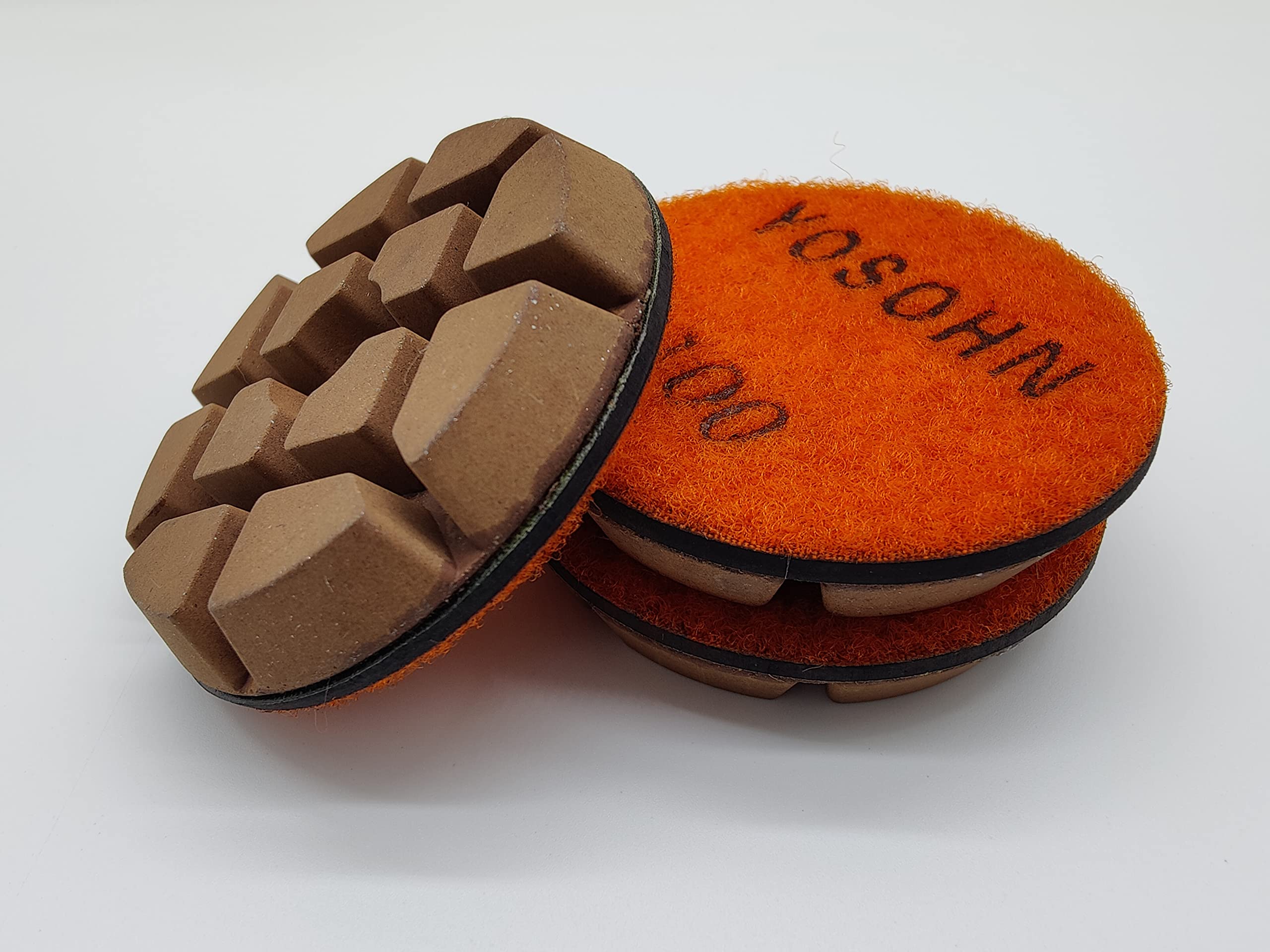 Yosohn 3 Inch Diamond Polishing Pads for Concrete Floor - Professional Grade | High Performance | Set of 3 | with Rubber Mat, 100 Grit