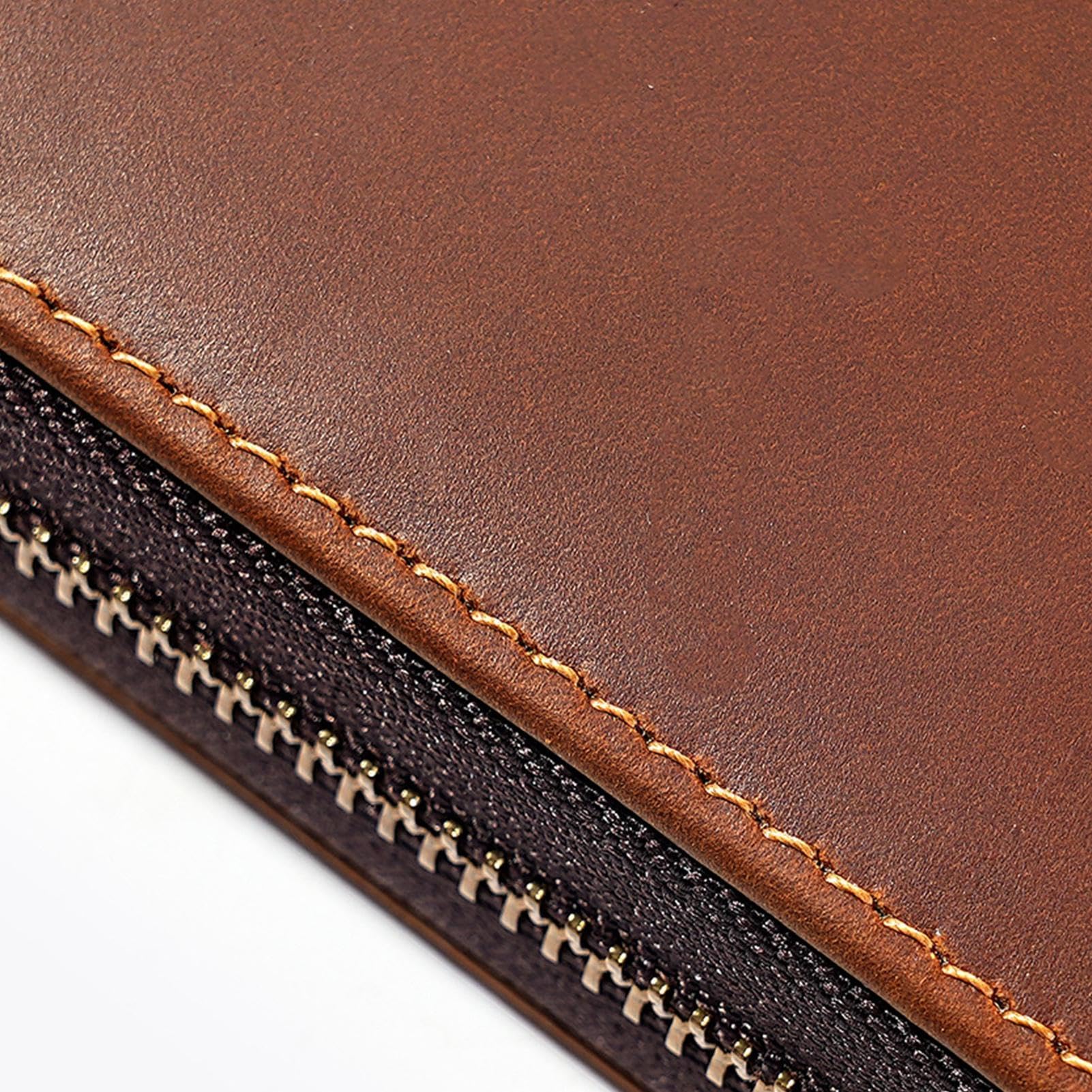 Astuccio in pelle, stile vintage, con cerniera, per cancelleria, marrone | Resistente pelle PU, capacità 9 x 3 x 18 cm, scomparti per carte integrati, layout protettivo a 4 scomparti, per la scuola