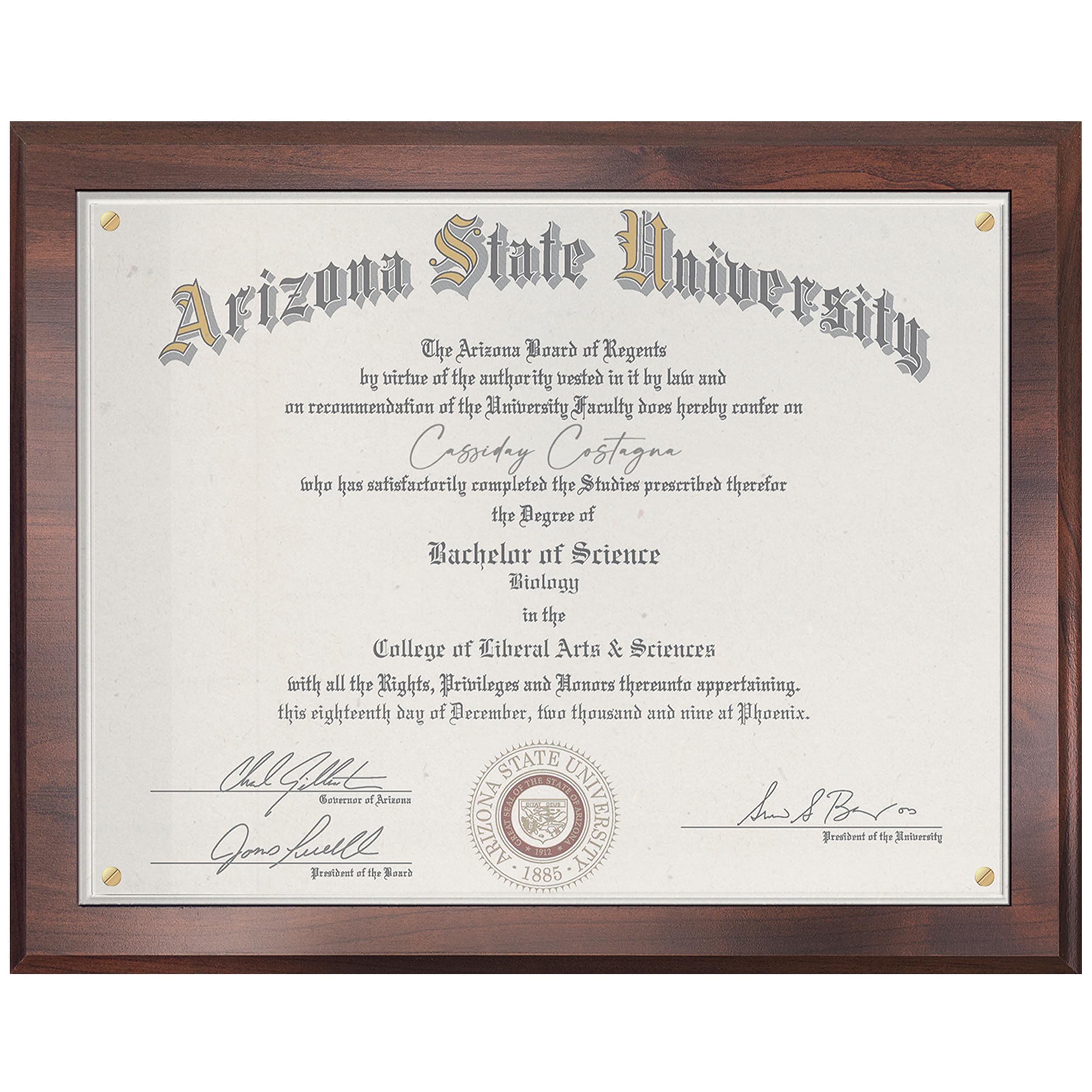 SHOP AWARDS AND GIFTS 8.5 x 11 Certificate Frame Holder, Slide In Wall Plaque Display with Recessed Acrylic Cover, 10.5 x 13 Inch Frame, Cherry