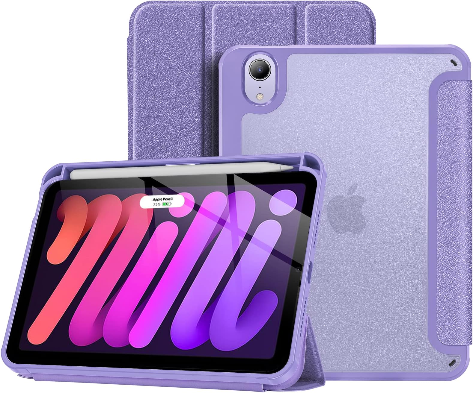 ProCase for iPad Mini 6 2021 Release ( 8.3-Inch, 6th Generation ), Slim Trifold Protective iPad Mini 6 Case with Pencil Charging and Auto Wake/Sleep for iPad Mini 6th Generation -Purple