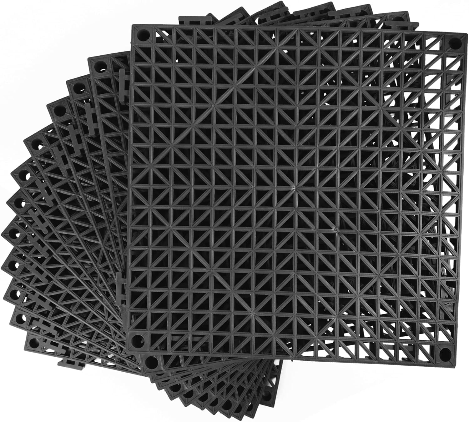 MYFAMIREA Modular Interlocking Cushion 24 Pack 11.8" x 11.8" Rubber Floor Tiles Non-Slip Splicing Drainage Mats for Deck, Pool, Outdoor Shower, Patio,