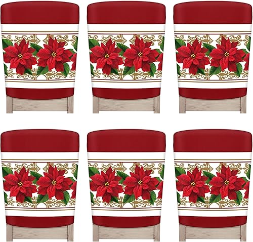 6 fundas de Navidad para sillas de Navidad, fundas traseras para sillas de comedor, fundas para sillas de comedor, cocina, decoración de fiesta de