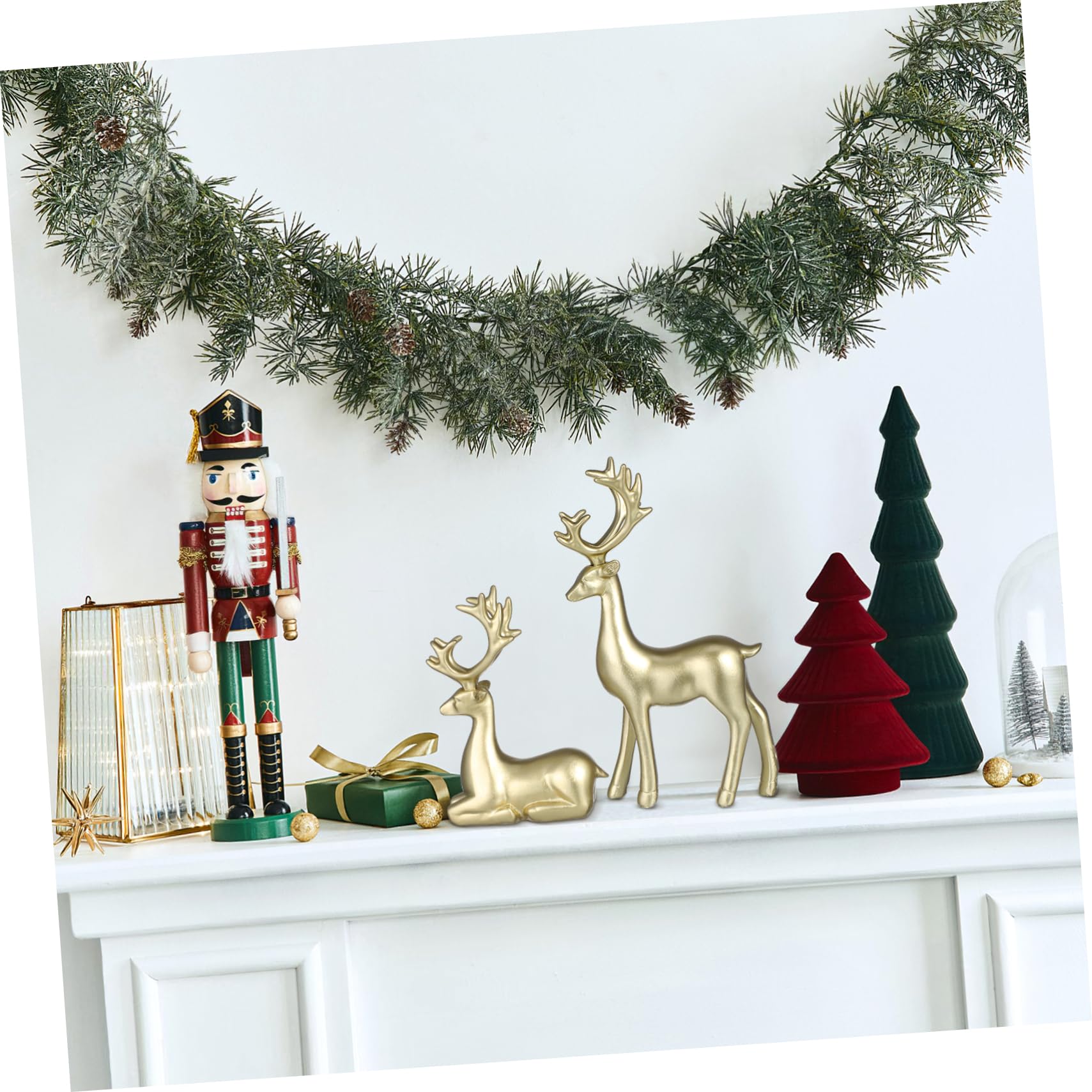 Zerodeko 2stücke Elch Dekor aus Kunstharz für Weihnachten Bastelarbeiten Heimdeko und Partyaccessoires Wunderschön und Langlebig