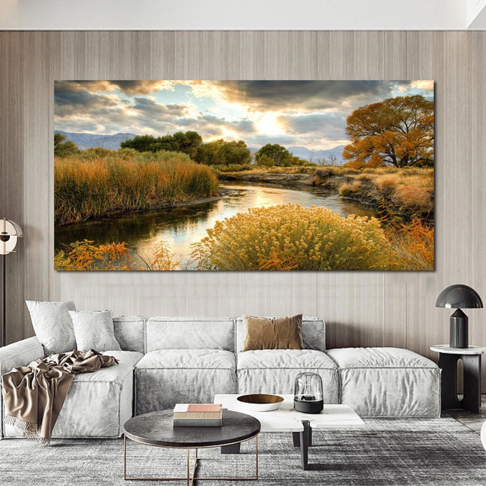 Abstracte gitaar boom meer posters landschap schilderij print op canvas