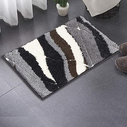 HOKIPO Soft Microfiber Bath Mats for Home, 40x60cm, Grey (AR-2859)