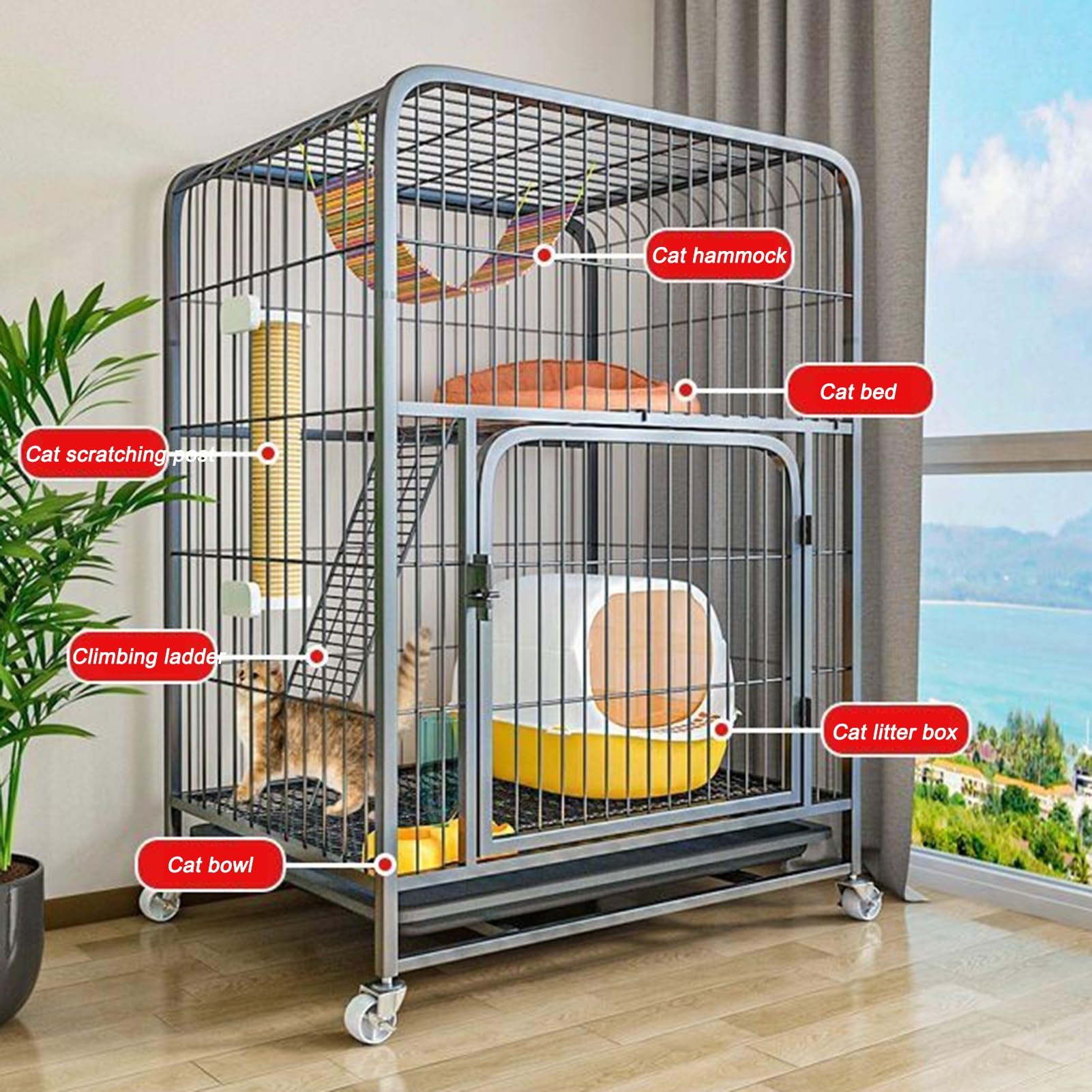 Amazon.co.jp: 猫ケージ 室内用猫のゲージ 大きめ動物ケージ、キャット
