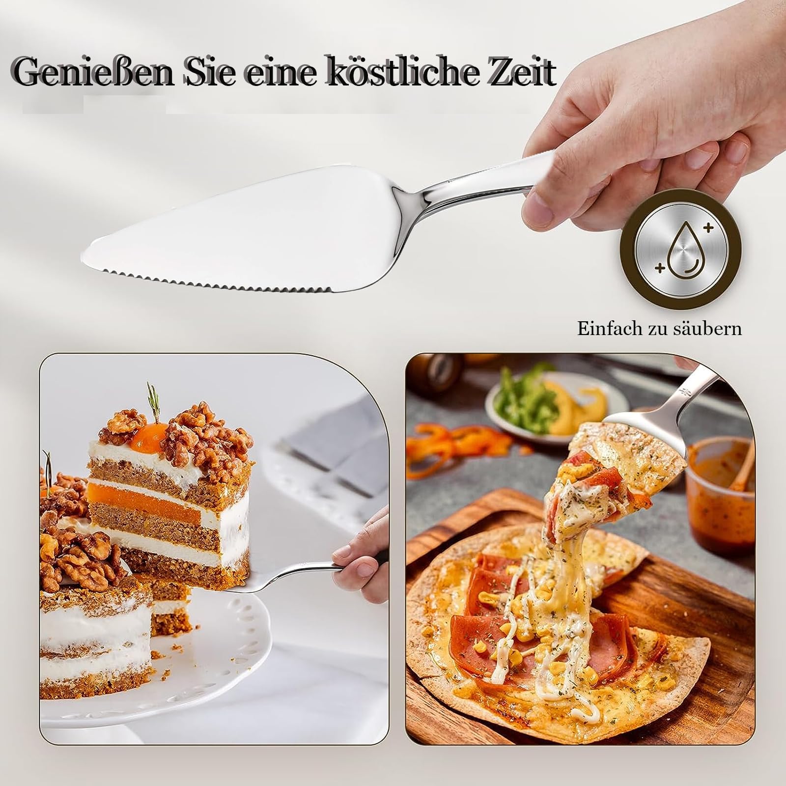 Pelle à Gâteau Acier Inoxydable, 2 Pièces Couteau à Gâteau avec Bord