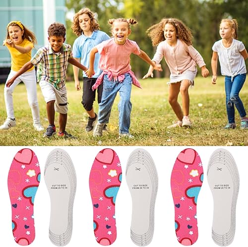 Miniatura 8 de WLLHYF 3 pares de plantillas para zapatos para niños, empuñaduras de talón suaves y transpirables, plantillas de tamaño infantil para niños,