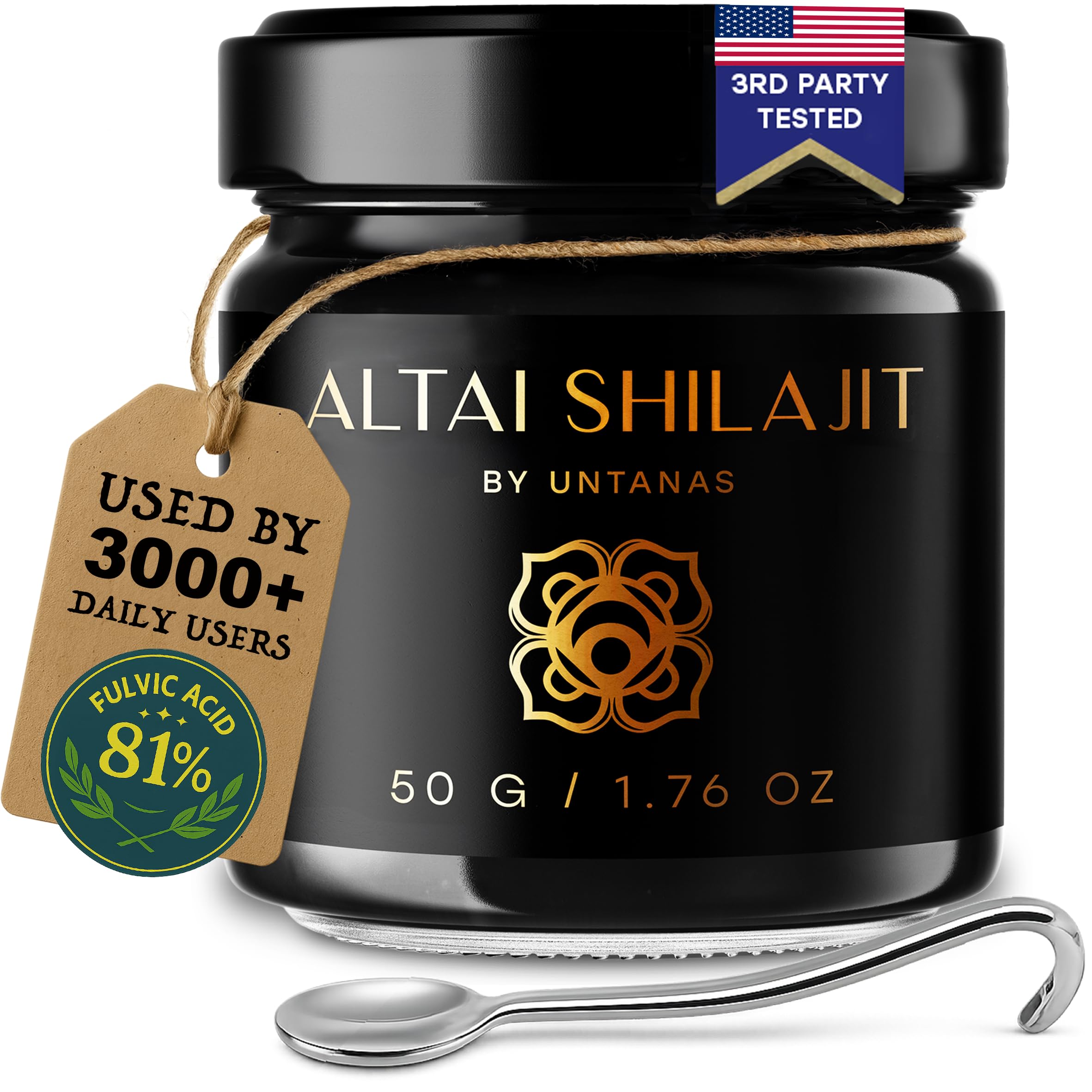 Altai Shilajit Resin - 50g Pure Shilajit - Gold Grade Shilajit - 6 Month Supply - for Vitality & Mental Clarity - Authentic Extraction Method - Fulvic Acid + Humic Minerals