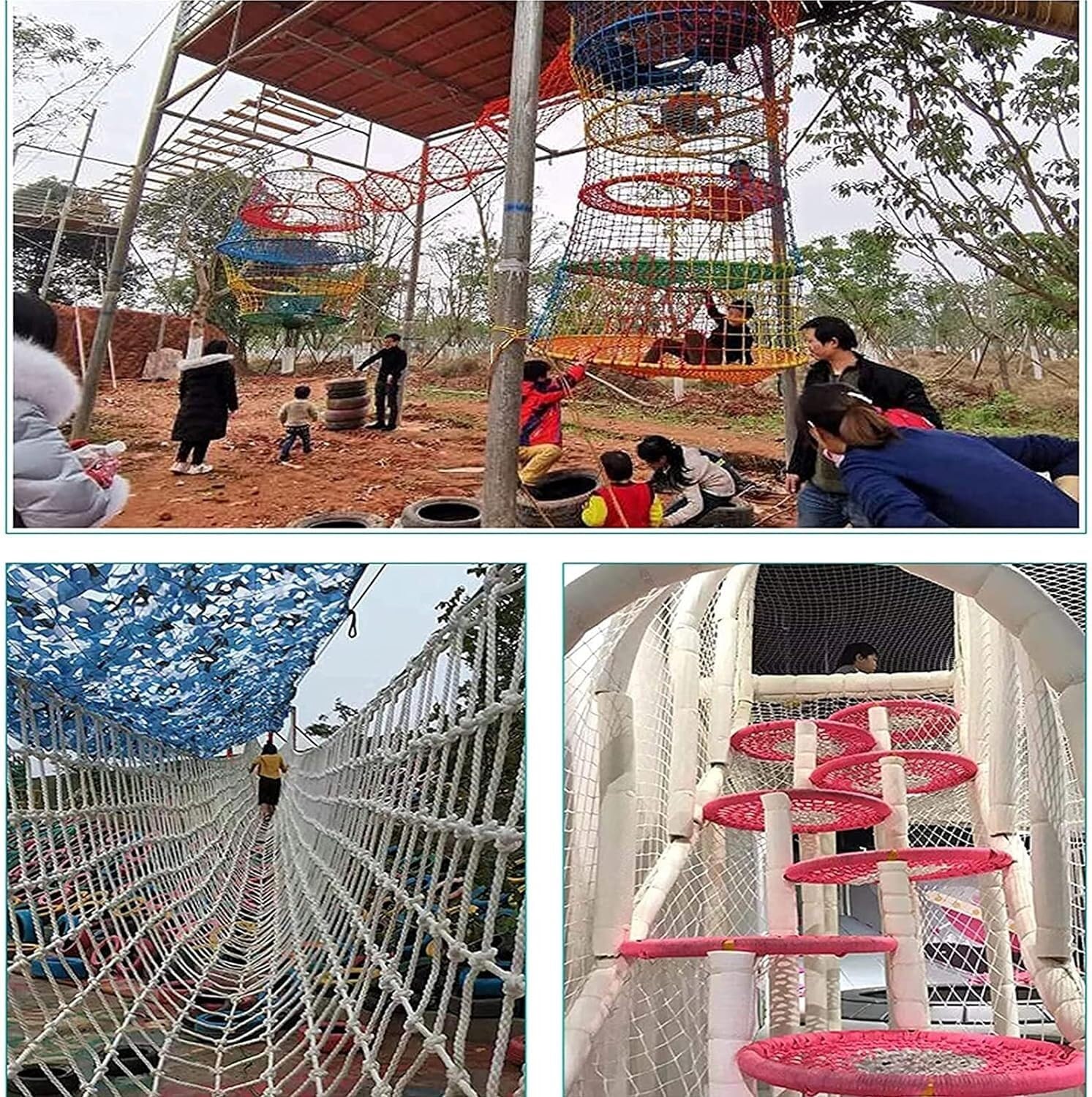 Redes de Escalada, Correas Carga for obstáculos al Aire Libre en casa del árbol, Redes oscilantes(2*2m(6.6*6.6ft))