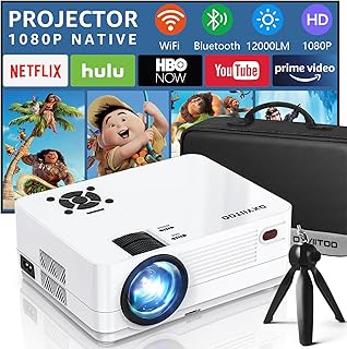 Native 1080P Projector with WiFi and Two-Way Bluetooth, Full HD 9800L Movie Projector for Outdoor Movies, 300" Display Projector 4k Home Theater, Compatible with iOS/Android/PC/XBox/PS5/TV Stick