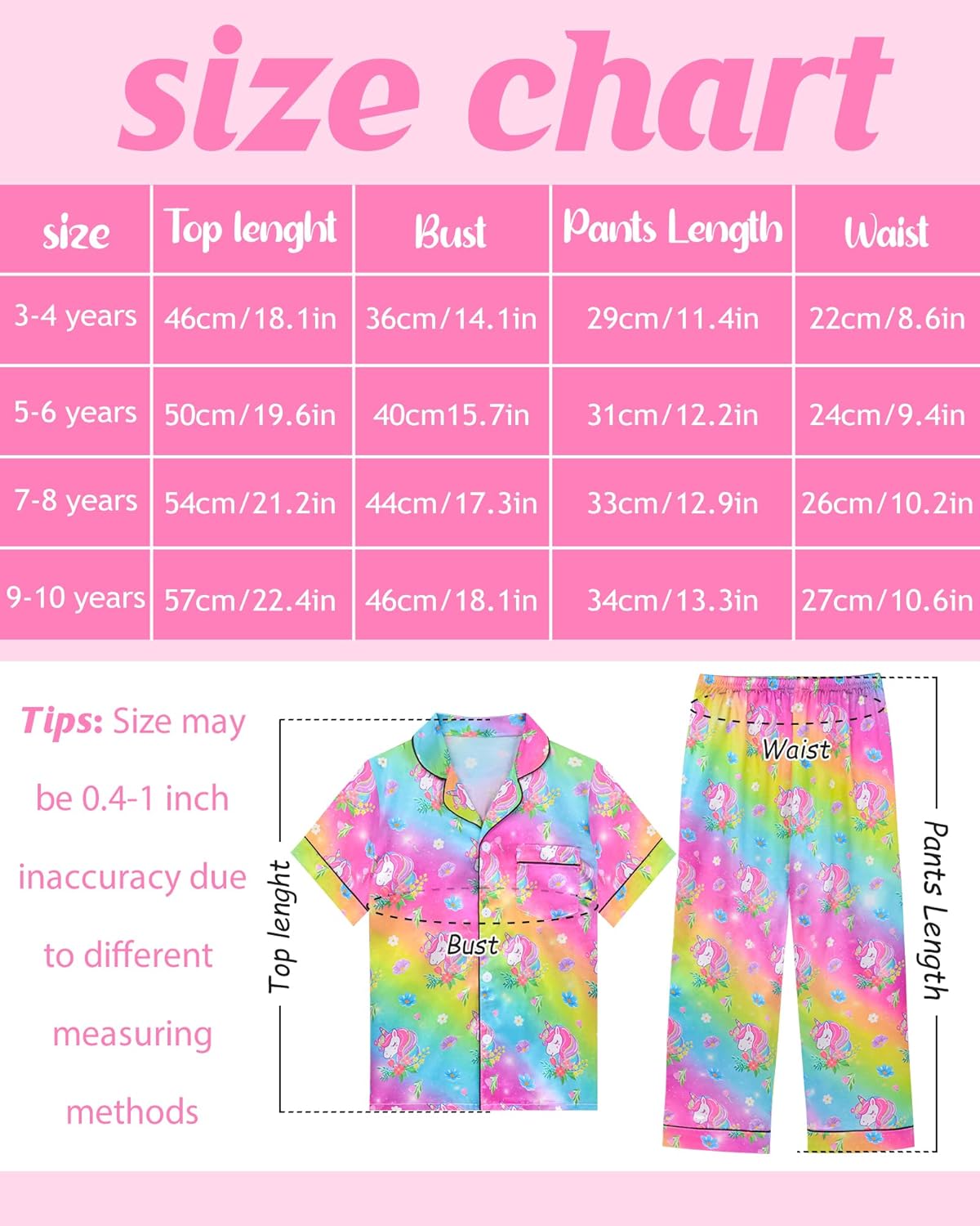 Nidoul Girls Pajamas Silky Short Sleeve Long Pants Cute Jammies Satin Sleepwear Pjs Set for Toddler Kids 3T-10Y - Image 6
