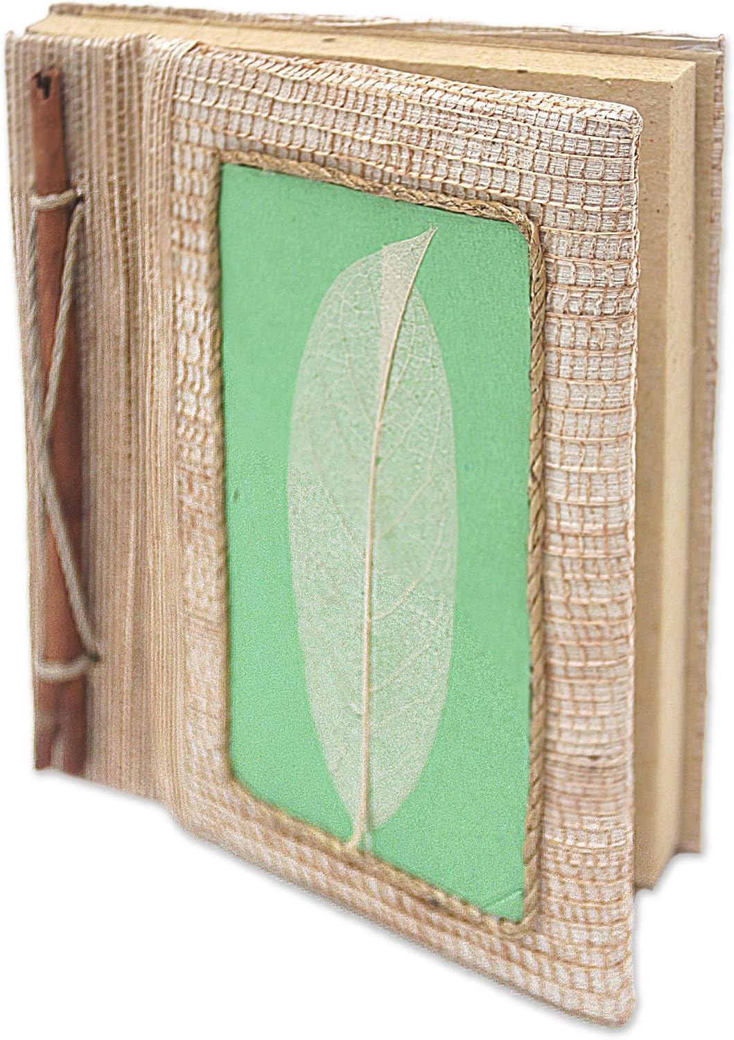 NOVICA Green Multicolor Natural Fiber Paper Eco-Friendly Journals from Indonesia 'Green Leaf'