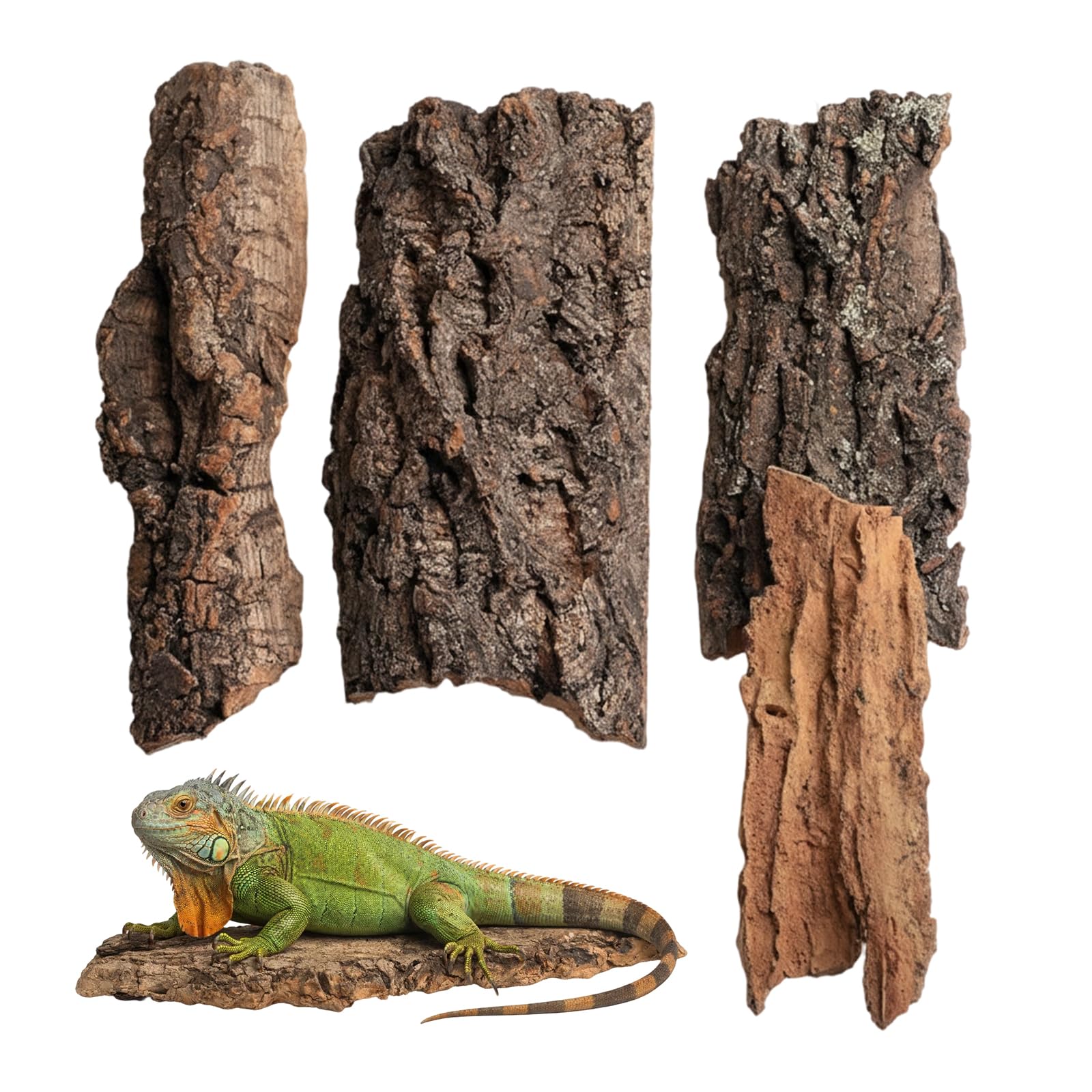Cork Bark, 4 Pieces Tortoise Accessories, Bearded Dragon Accessories, Bark for Reptile Enclosures, Cork Bark Reptile Habitat Decor