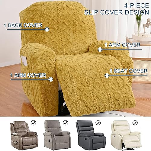 Vista 140 de Eco-Ancheng Fundas reclinables de 4 piezas, fundas para sillas reclinables, fundas elásticas para sofá reclinable, fundas ajustables antideslizantes