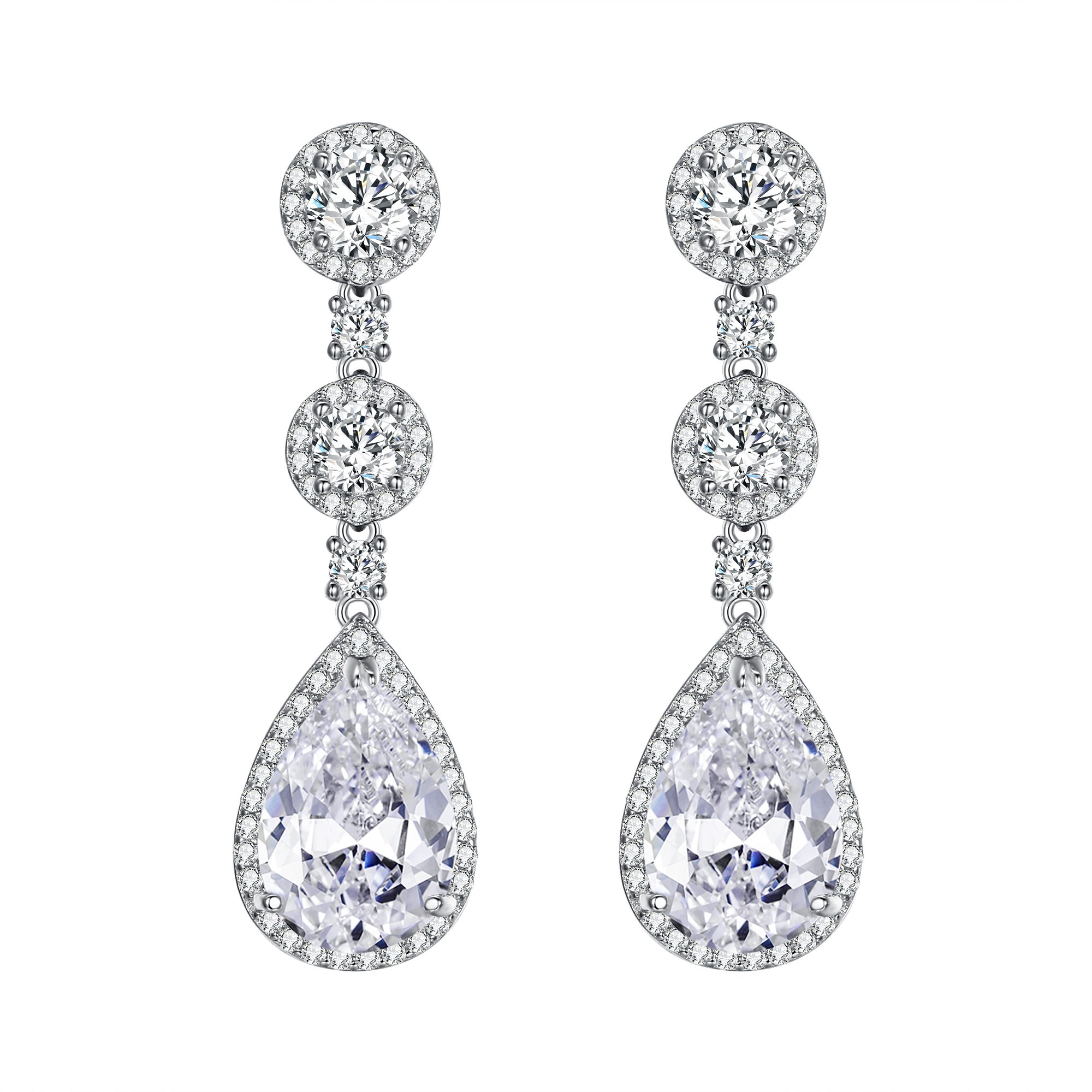 EVER FAITH Pendientes para mujer, plata de ley 925, con circonitas cúbicas, perfectos para una boda