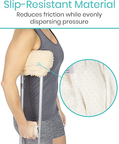 Miniatura 30 de Vive Almohadillas para muletas de piel de oveja y empuñaduras de mano, cómodas, transpirables, lavables a máquina para adultos, fundas de accesorios