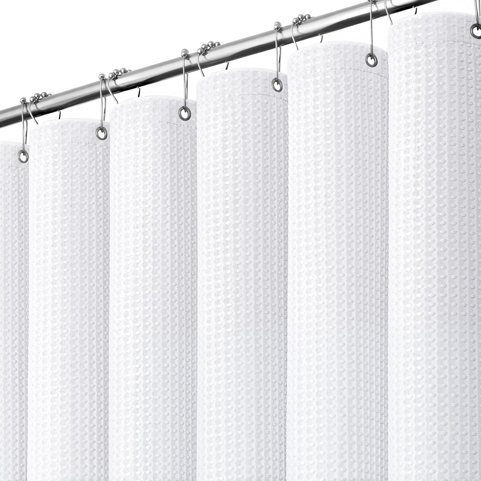 White 72"x72" Waffle Shower Curtain C9488