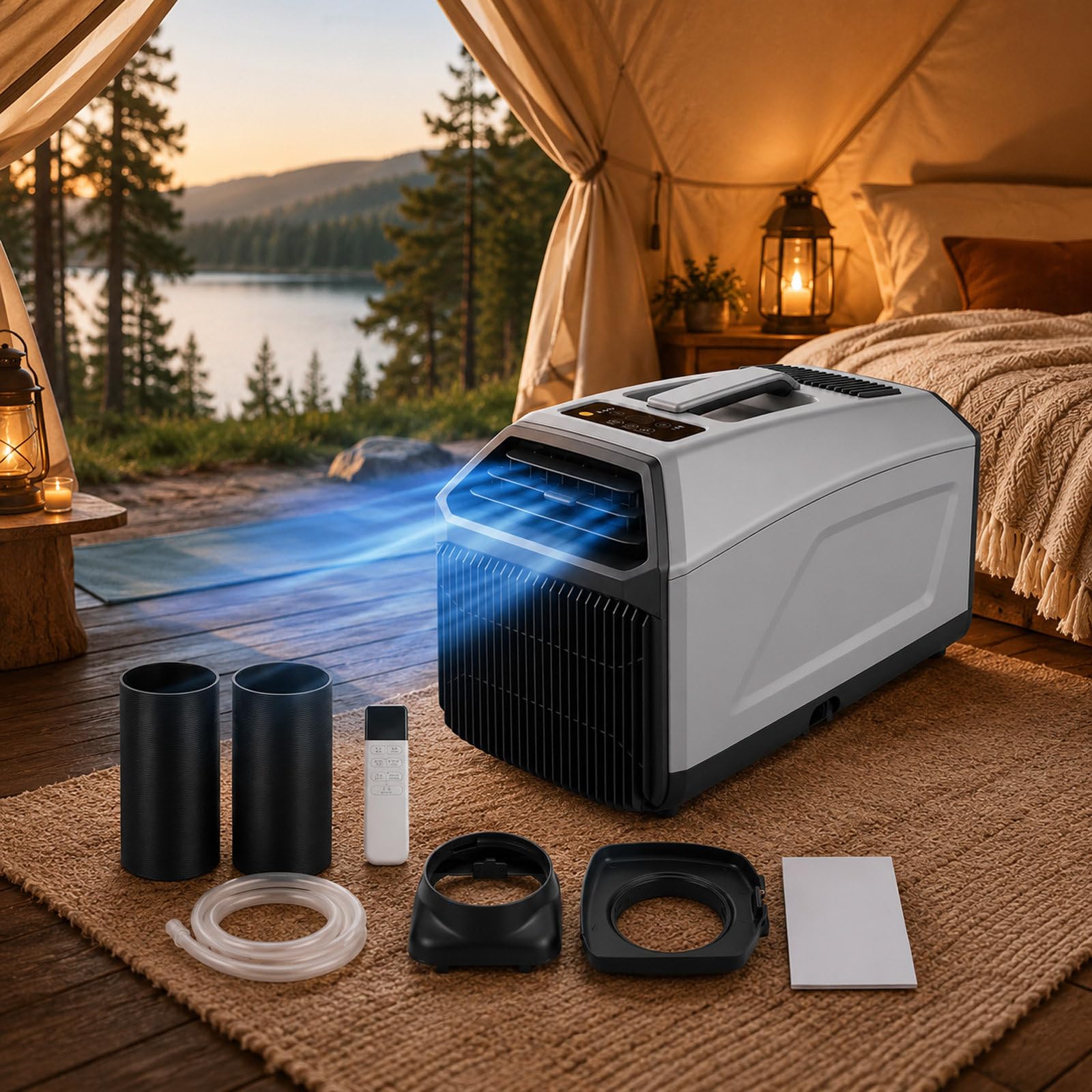 Aetereos Grey Portable Camping Air Conditioner, 5000Btu Mini Mobile Ac Unit