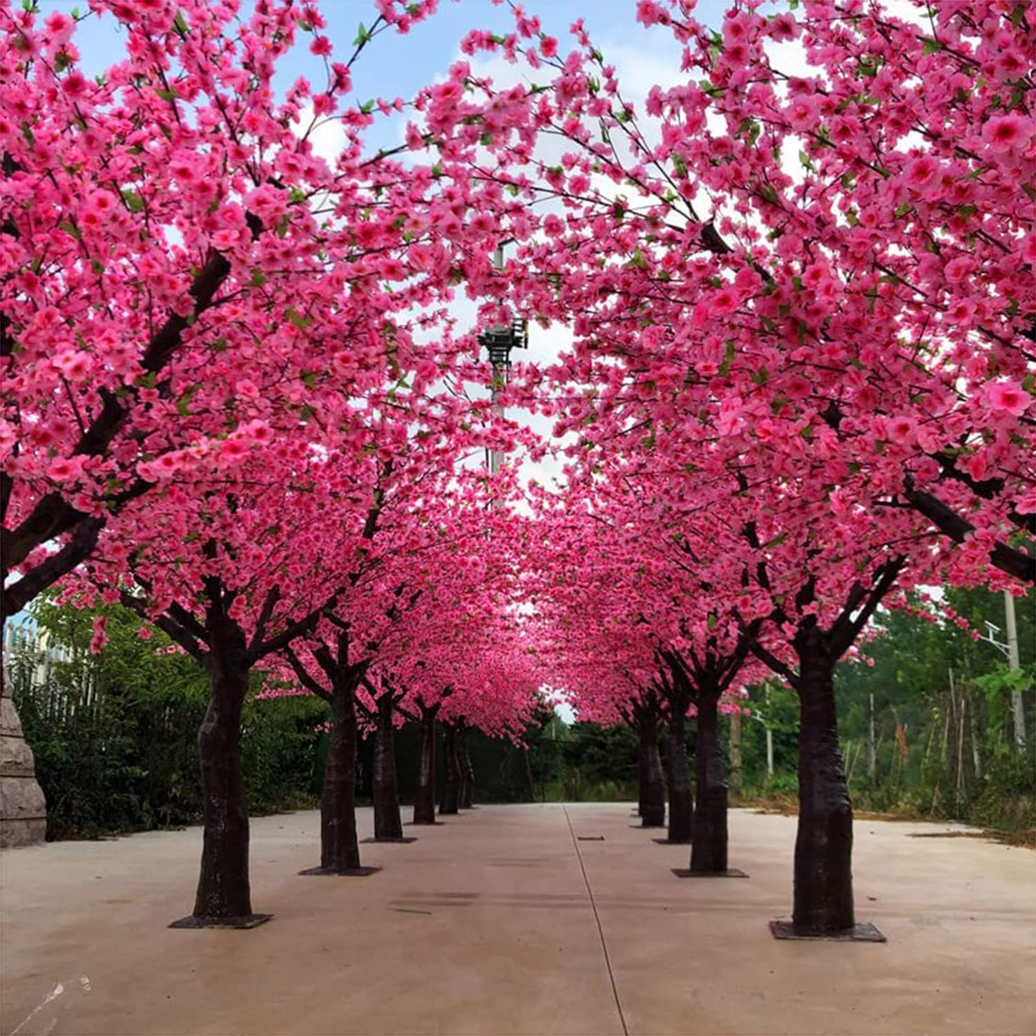 ZLZNX Fiore Artificiale Cherry Blossom Tree Viti Finte Fiori Fatti A Mano per La Casa, La Festa Nuziale, Il Giardino, L'Ufficio, La Decorazione Natalizia,Rosa,1.5m*0.80m