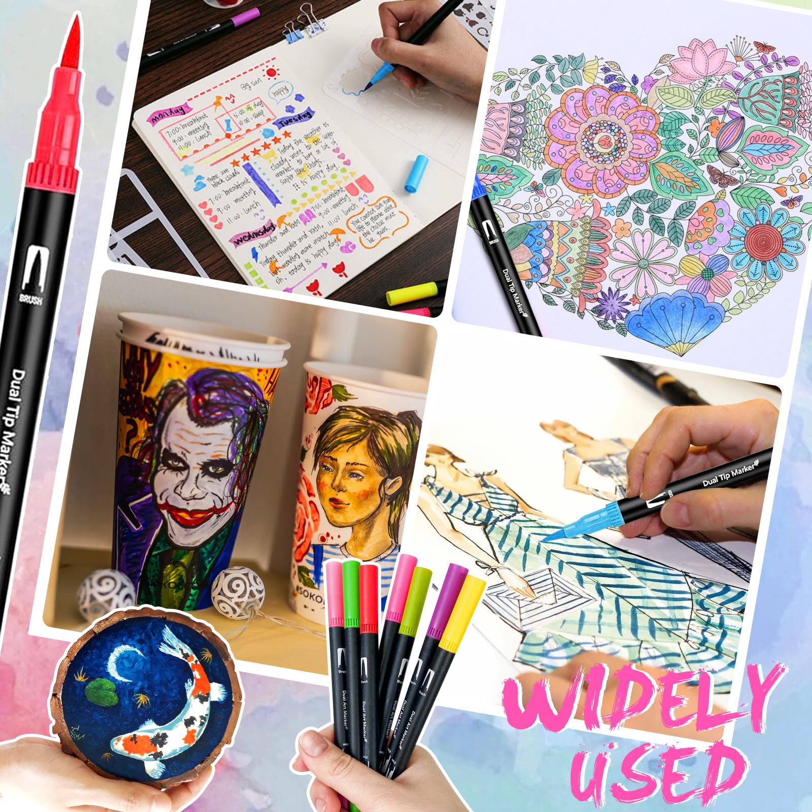 Feutre Coloriage Adulte Enfants, 120 Couleurs Double Pointe Feutre Aquarelle pour Dessin, Feutre a Alcool, Tooli Art, Manga, Doodling, Scrapbooking,Brush Pen pour Débutants et Artistes