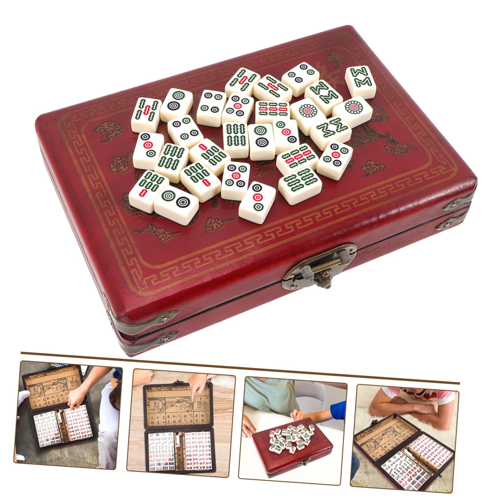 Mahjong Satz 1 Satz Acryl und Holz Kleines Reisespiel | Leicht und Kompakt, für Riegel und Partys, Chinesische Spiele mit Kleinen Steinen