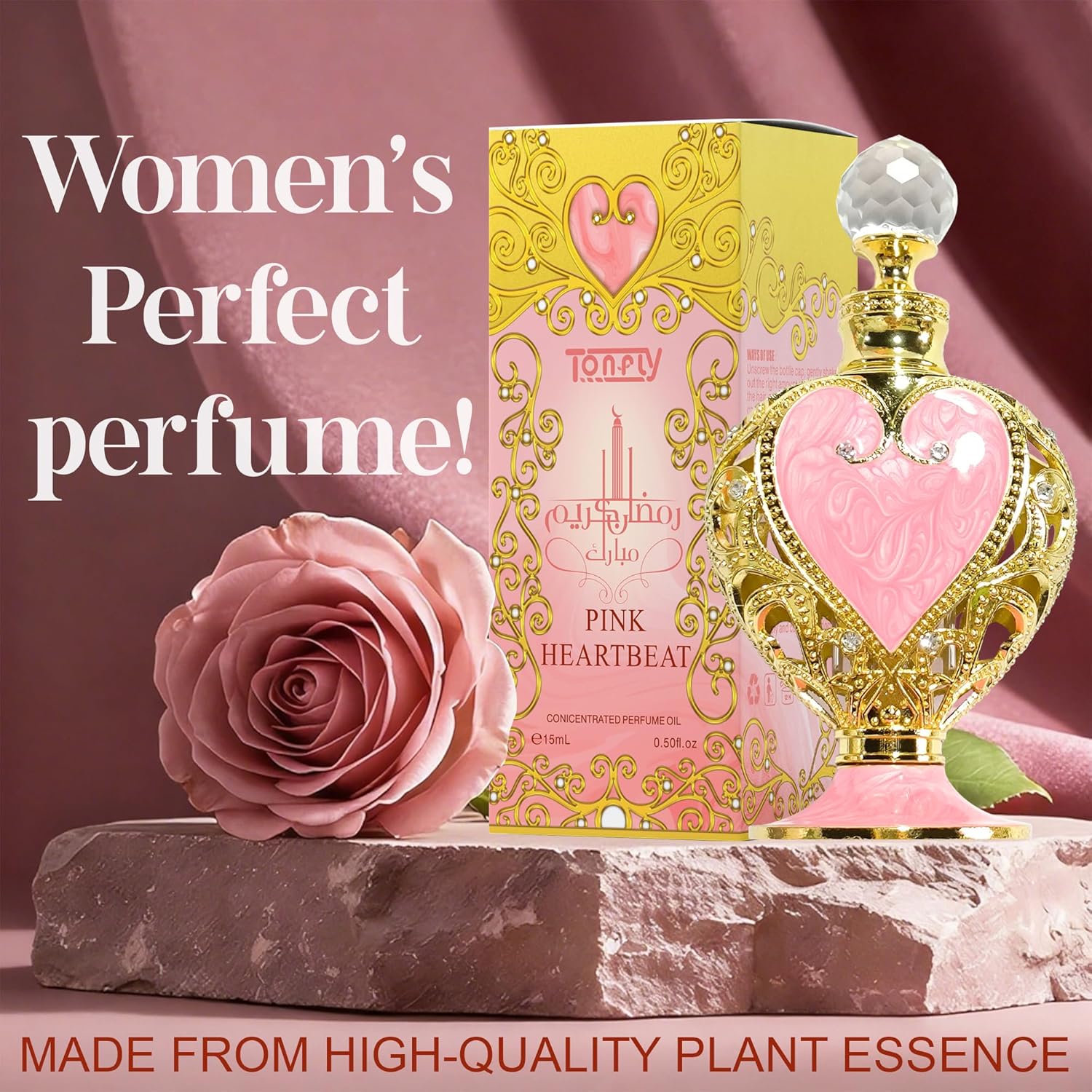 Floral Perfume Oil for Women & Men - 15ml Long-Lasting Fragrance with Peony, Cardamom, Rose, Vanilla Notes, Unisex Scent for Daily Wear, Romantic Dates, Gift Giving - Image 3