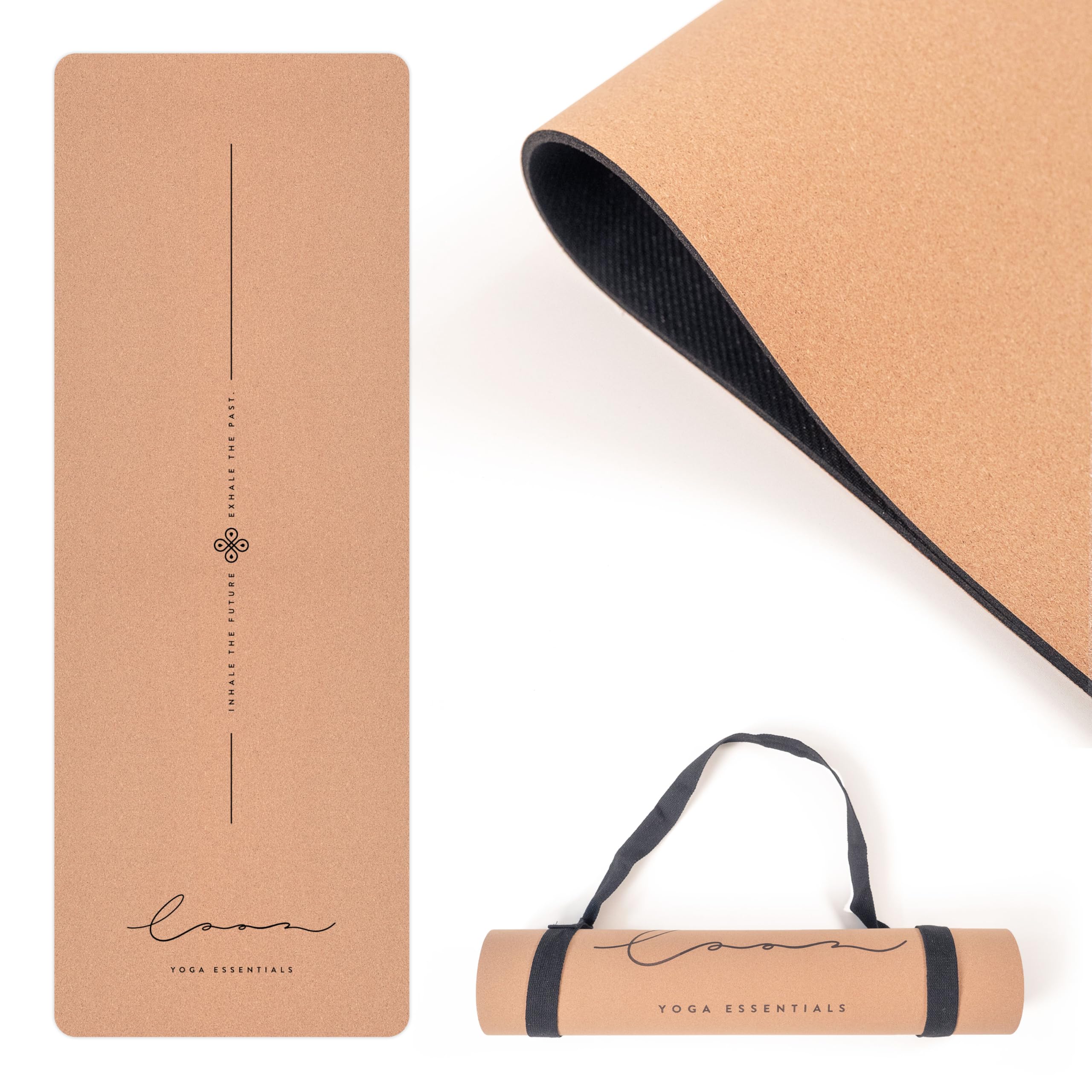 LAAR Yoga Essentials – Esterilla de Yoga de Corcho Natural y Caucho Ecológico (183×66×5 cm) | Antideslizante, Resistente, con Cinta de Transporte | Esterilla Premium para Yoga, Pilates y Fitness