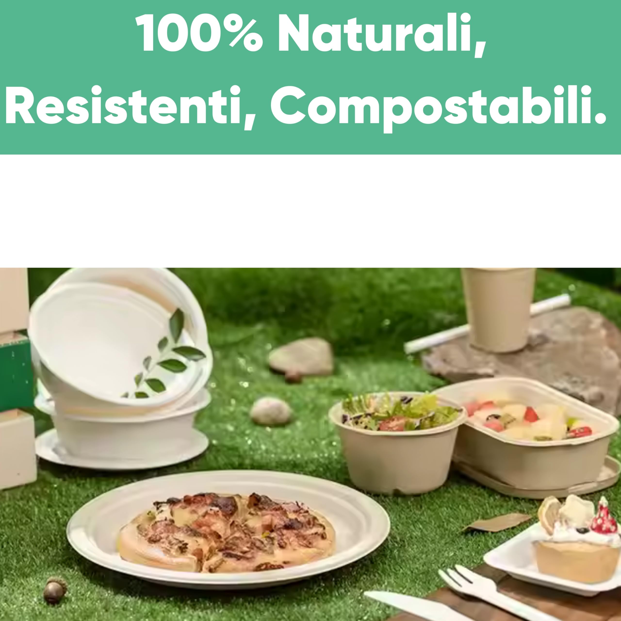 marketcaffe Set di 1000 Piatti Fondi in Polpa di Cellulosa Biodegradabili e Compostabili - Eco-Friendly e Resistenti, Ideali per Eventi e Feste, 100% Biodegradabili - 18 CM