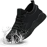 Waterproof Non Slip Shoes for Men Women Work Sneakers Food Service Water Resistant Slip on Walking Shoes Black