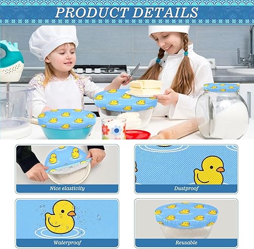 Miniatura 5 de Duck 5PCS Reusable Elastic Bowl Covers for Food Storage Stretch Cloth Fabric Lids with 5 Different Sizes Heat Resistant Food Lids for Fruits