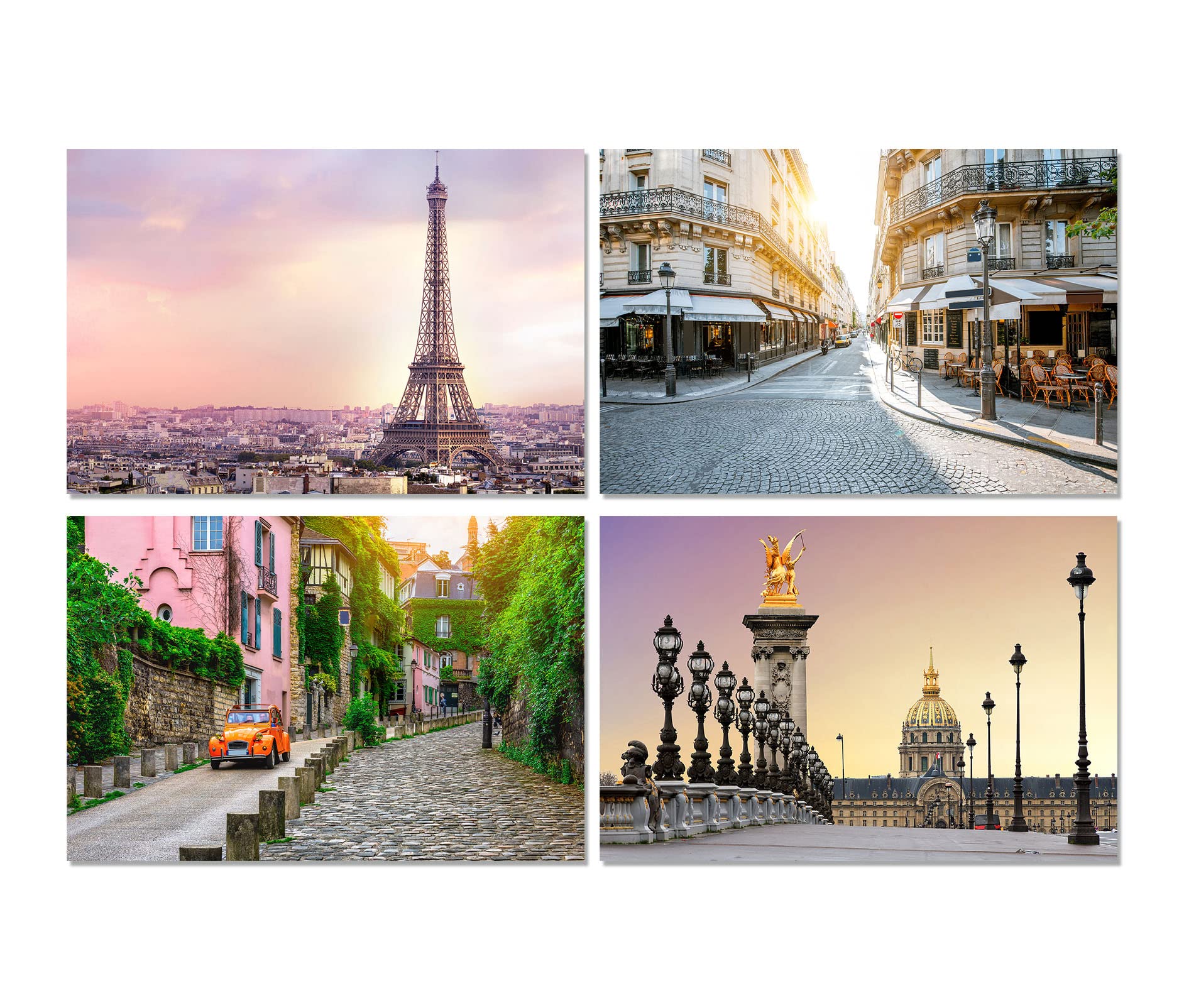 Dv Design Set Of 4 Prints - 6 X 4 - Paris France Eiffel Tower French Poster Photo 15X10cm Gift