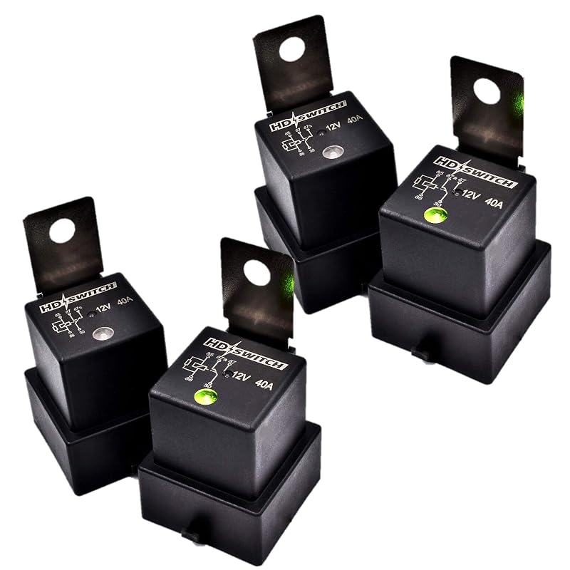 Relé automotivo HD Switch 12 V 40 A com LED indicador e proteção IP68 – Kit com 4 unidades