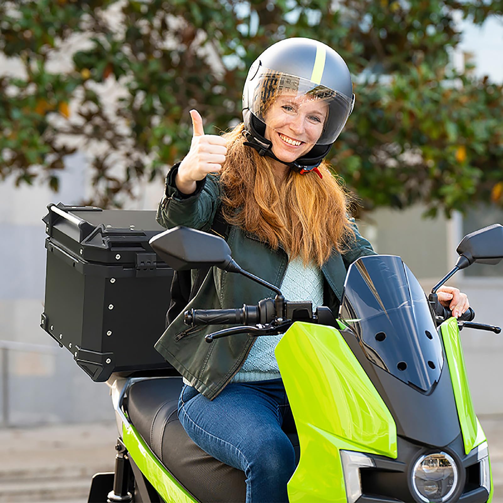 Baul Moto Motocicleta topcase para Cascos, Baúl Moto, Universal baúl de Moto Scooter Maleta, Impermeable,Caja de Motocicleta con Cerradura de Seguridad/Respaldo y Placa de Montaje