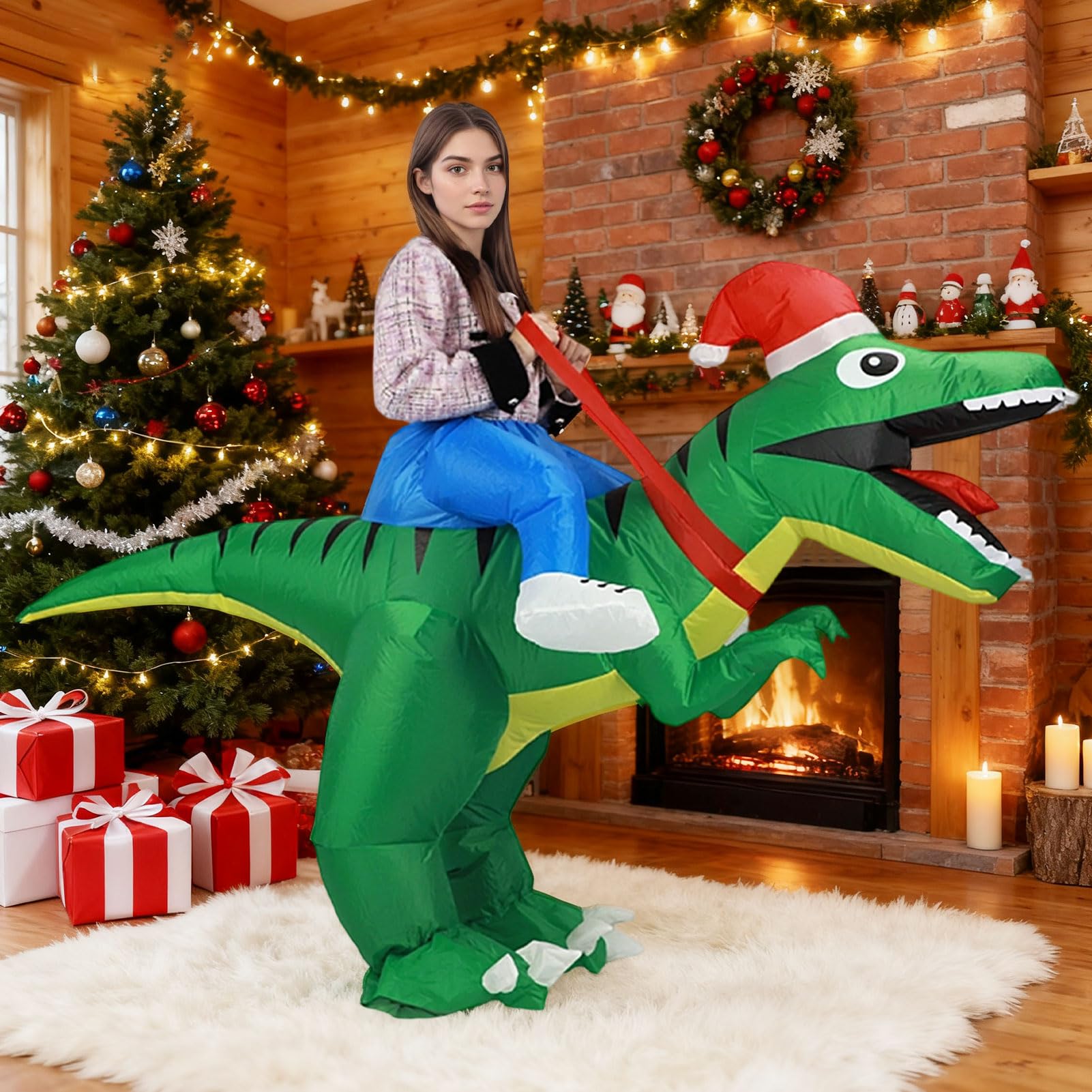 Harsever Inflatable Dinosaur Costume Adult,Blow Up Ride On Outfit,Inflatable Costume Adult,Fun Cosplay for Women Men,Christmas - Image 3