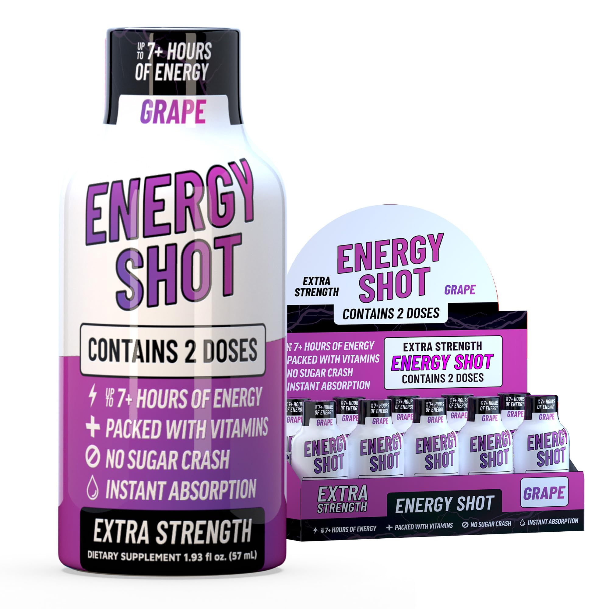 Fruit Punch Extra Strength Energy Shot 12 PK – 260mg Natural Caffeine B12 B6 – Energy & Focus Support – 2 Servings Sugar Free Zero Calorie Green Tea B-Vitamins Electrolytes Vegan – 1.93 fl oz — Amazon image 22