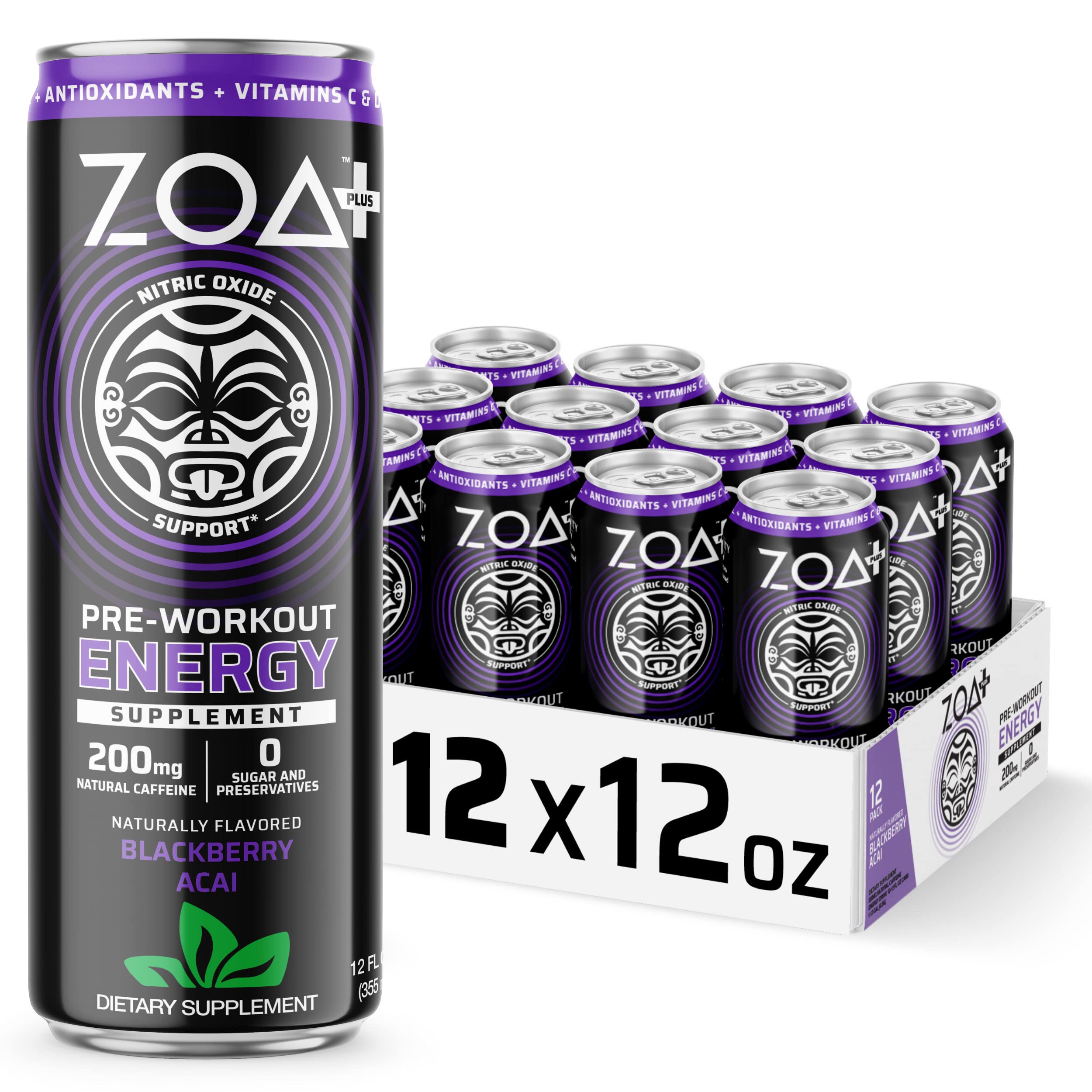 ZOA Plus SugarFree PreWorkout Drink, Ready To Drink